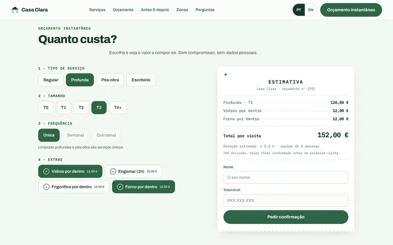 Limpeza profunda: serviço único, com o preço do tamanho da casa.