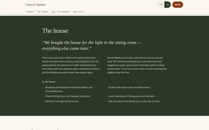 The house: its story, the hosts and what’s in the house.