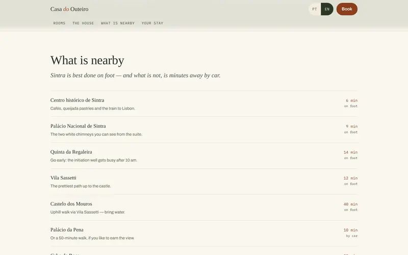 What’s nearby, with minutes on foot or by car.