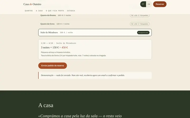O botão de envio e a mensagem que aparece a seguir.