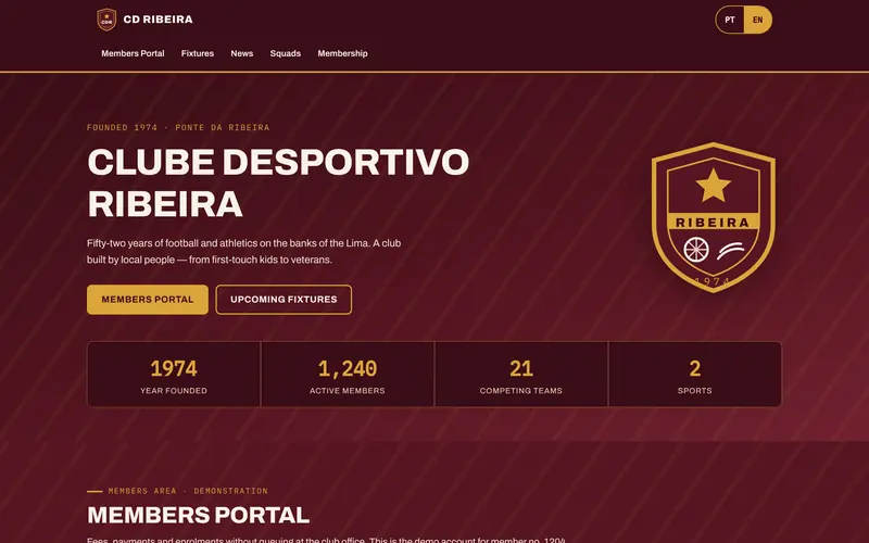 Home: the club, its crest and its numbers.