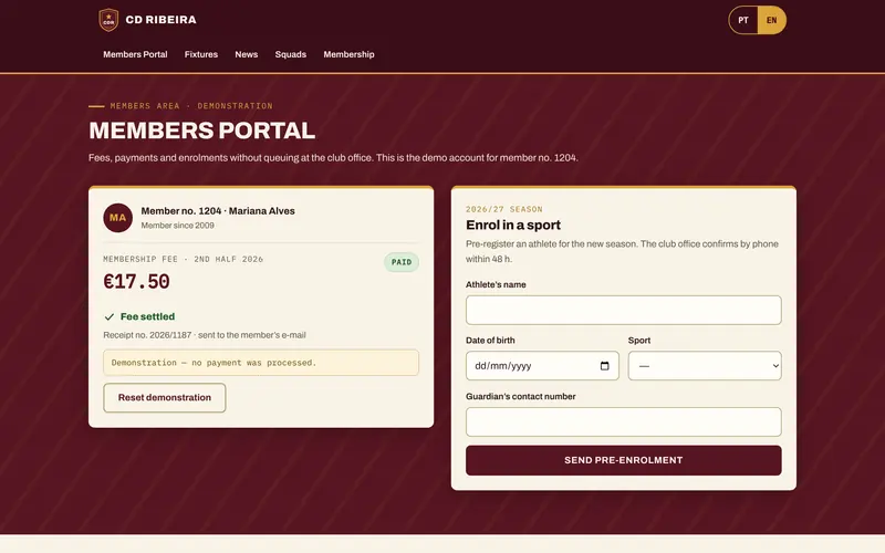 The simulated MB Way payment: the fee shows as paid.
