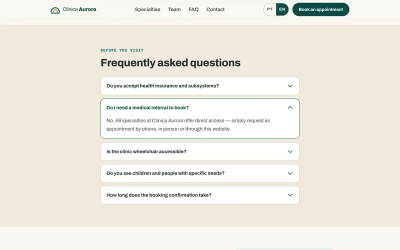 Frequently asked questions, one open at a time.
