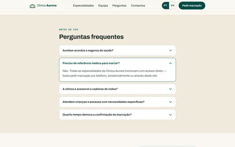 Perguntas frequentes, abertas uma de cada vez.