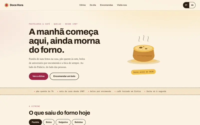 Página inicial: a casa, a proposta e os dois atalhos.