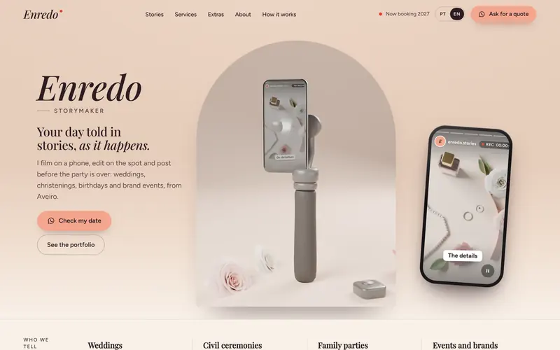 The opening: the gimbal, the live phone and the date request.