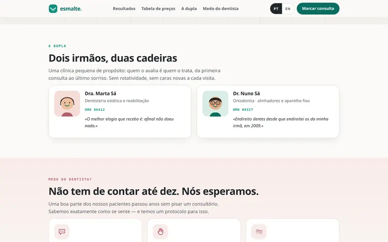 A equipa: dois médicos, com especialidade e cédula.