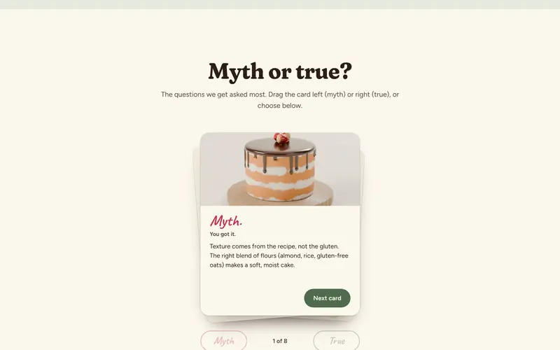The myth deck: the answer and the bakery’s explanation.
