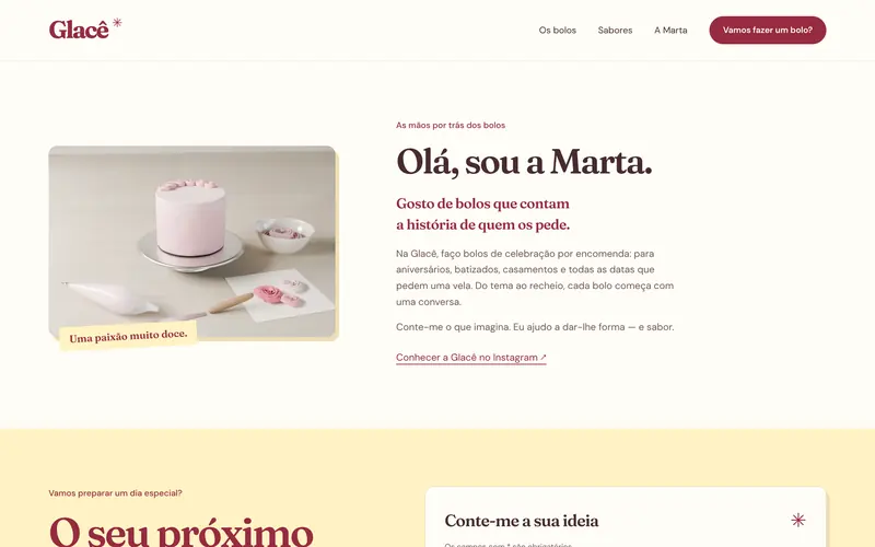 Quem faz os bolos: a bancada e a história.