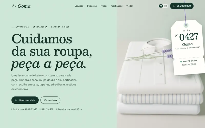 A abertura: título, ligações e o talão da loja.