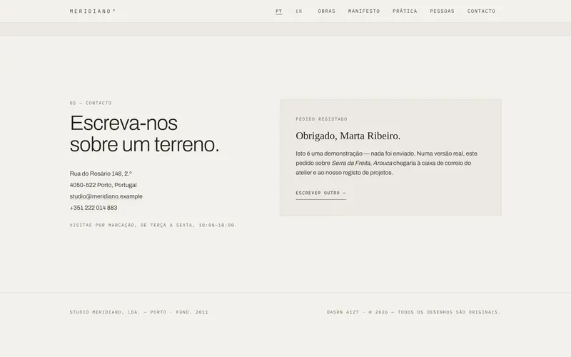 E a confirmação, com o nome e o terreno indicados.
