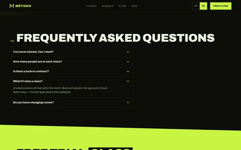 Frequently asked questions, opened one at a time.