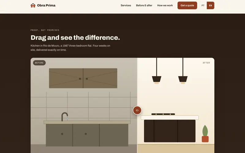 Before and after, with a divider you drag.