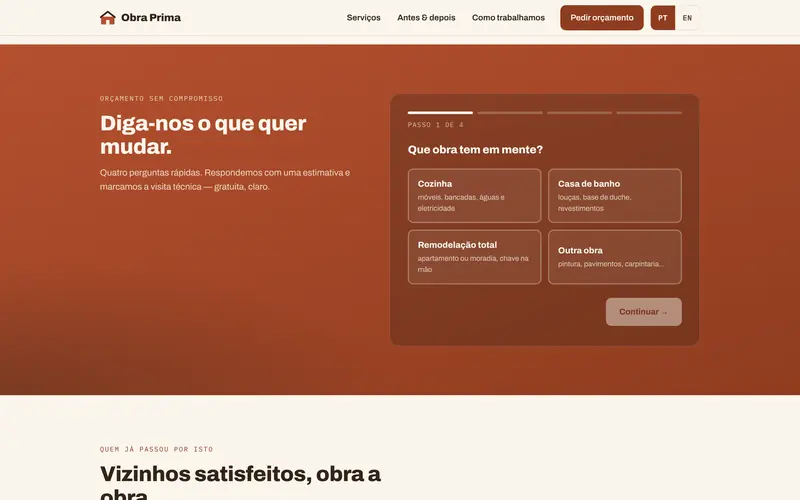 O pedido de orçamento: primeiro, que obra.
