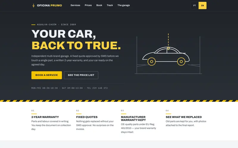 Home: the garage, its guarantees and booking.