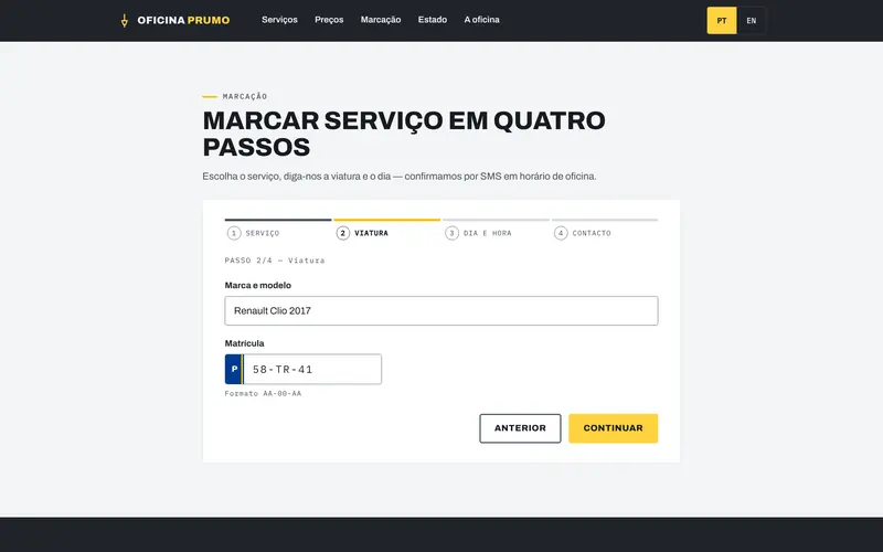 Passo 2: a viatura, com a matrícula portuguesa.