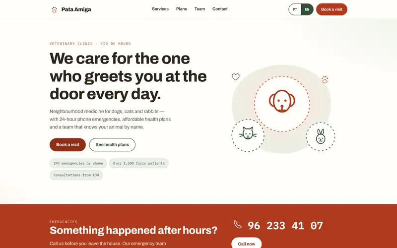 Home: the clinic, booking and health plans.