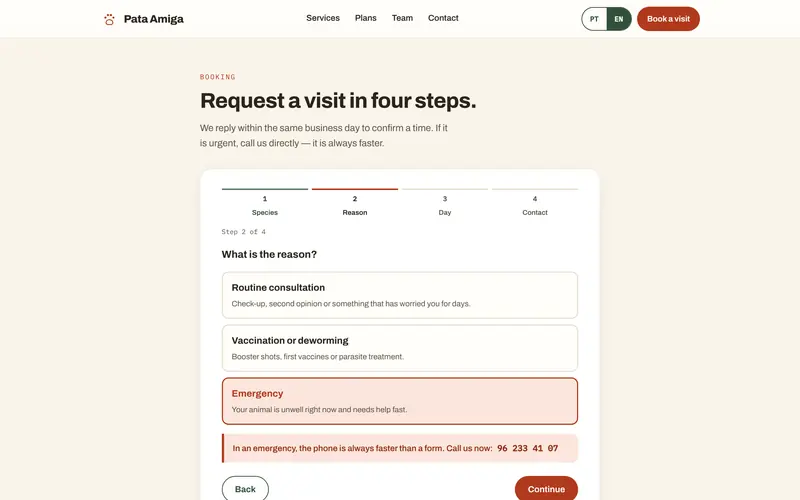 If it’s urgent, the form says to call and shows the number.