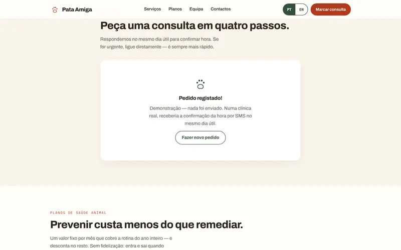 E a confirmação do pedido no fim.