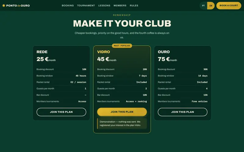 Membership plans: price, benefits and joining.
