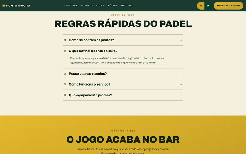 As regras do clube, em acordeão.