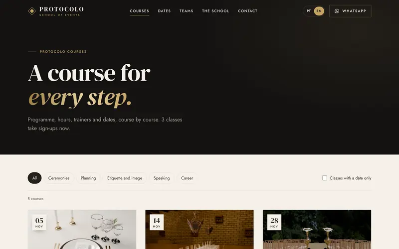 The catalogue, filtered by area or open classes only.
