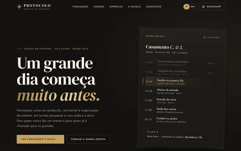 A abertura: o guião de um casamento a decorrer.