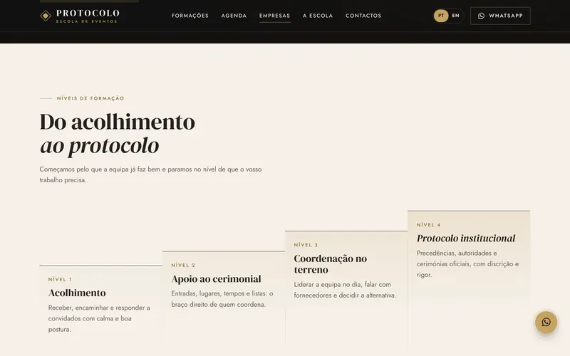 Os níveis, em degraus, do acolhimento ao protocolo.
