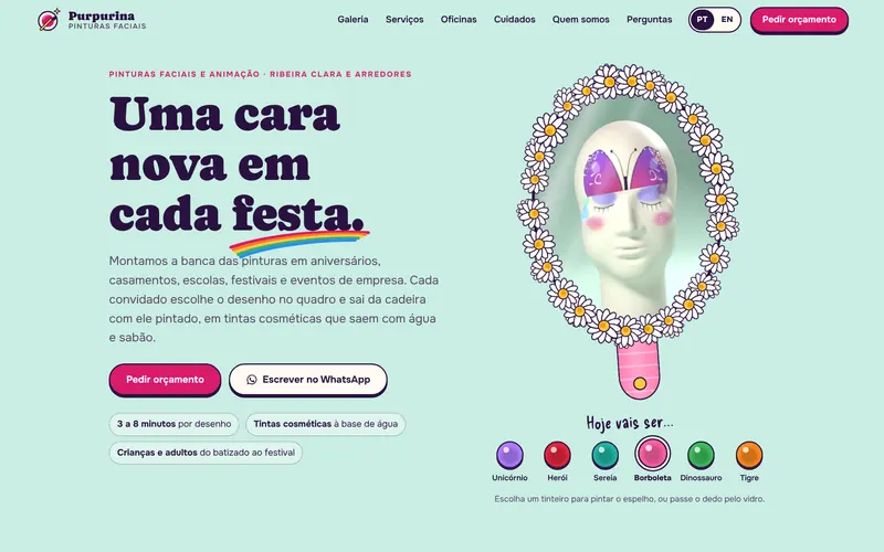 Seis desenhos para escolher nos tinteiros.