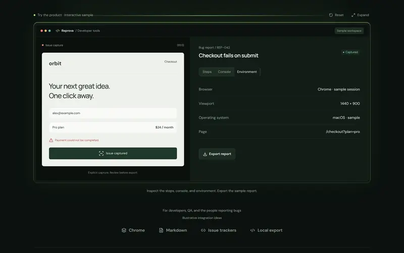 The environment: browser, viewport, system and page.