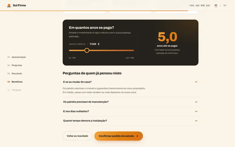 Em quantos anos se paga: arrasta-se o investimento.