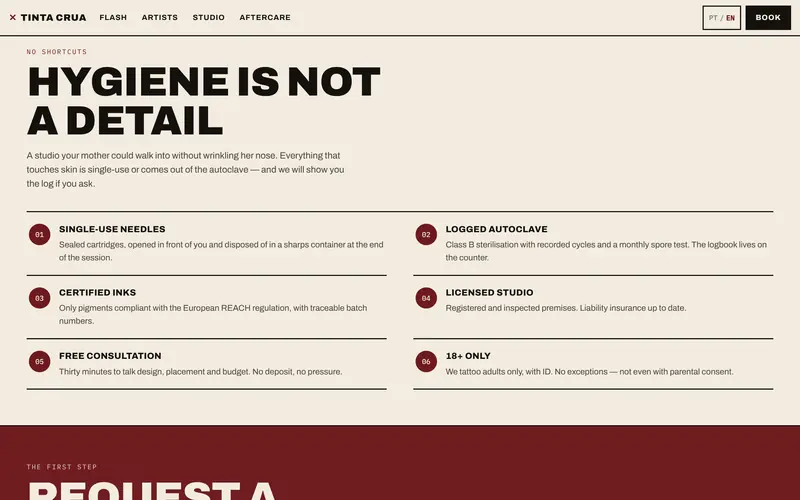 Hygiene and studio rules, in six points.