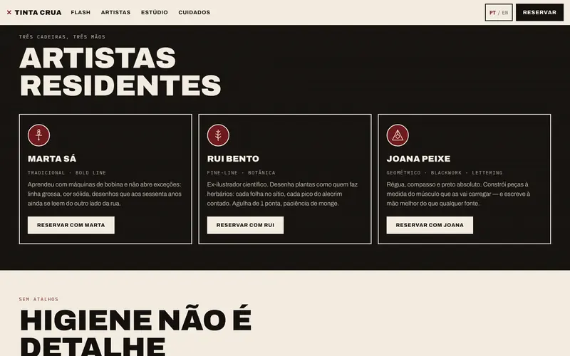 Os artistas residentes, com estilo e reserva direta.