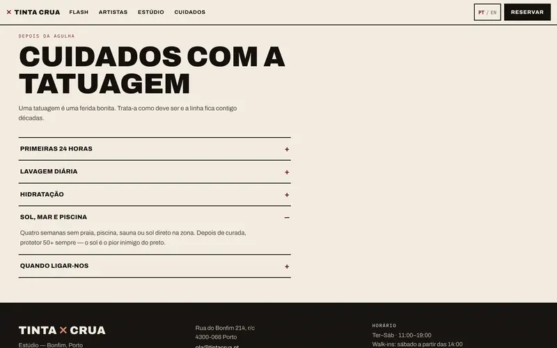 Cuidados depois da agulha, em acordeão.