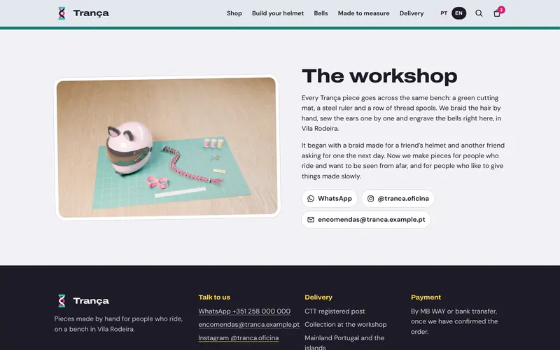 The workshop: the bench and the story.