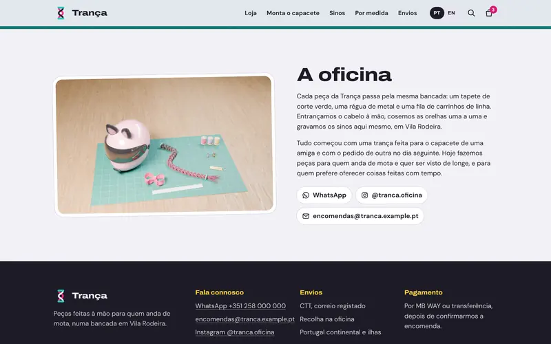 A oficina: a bancada e a história.