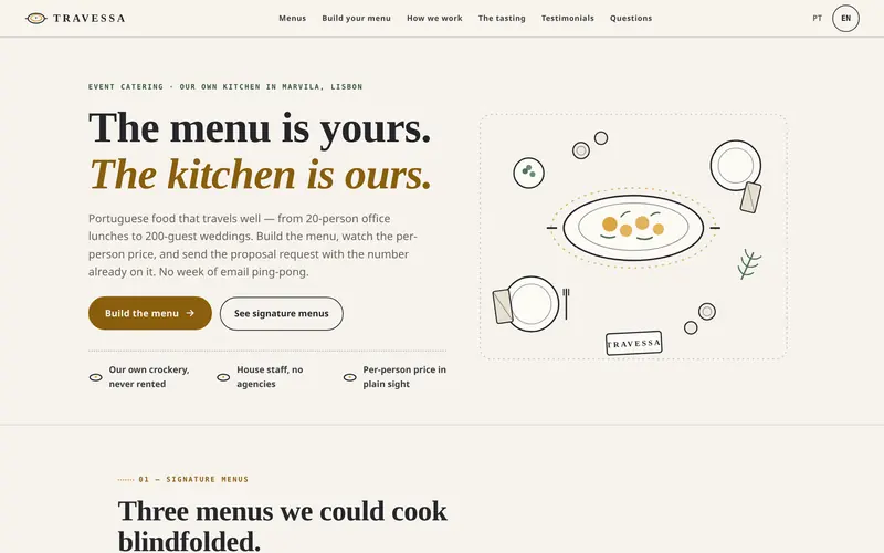 Home: the kitchen, what it offers and two clear shortcuts.
