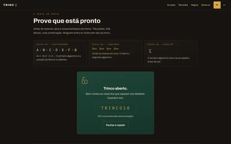 Cadeado aberto: o prémio de quem resolve o enigma.