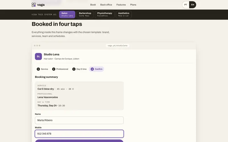 Step 4: the summary and contact details.