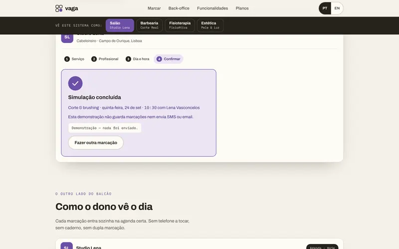 E a confirmação no fim.