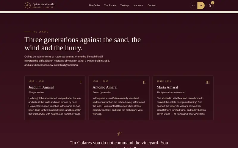 The estate: three generations and its founder’s words.