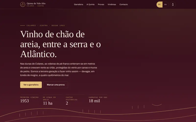 Página inicial: a quinta, os números e os dois caminhos.