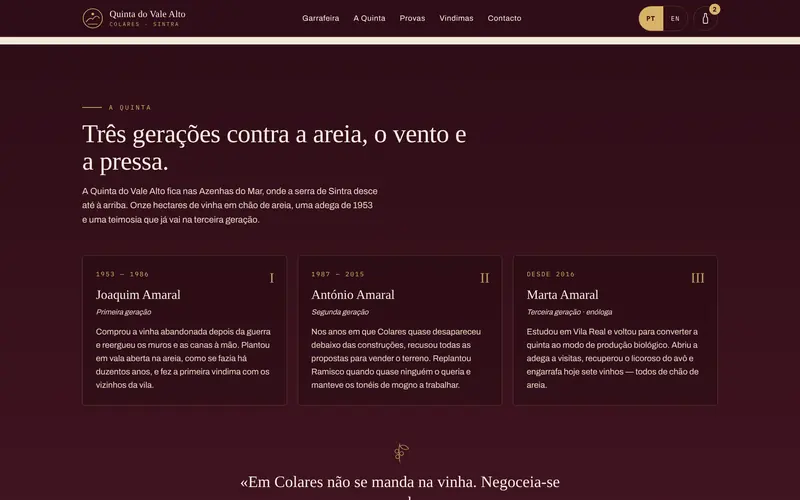 A quinta: três gerações e as palavras de quem a fundou.