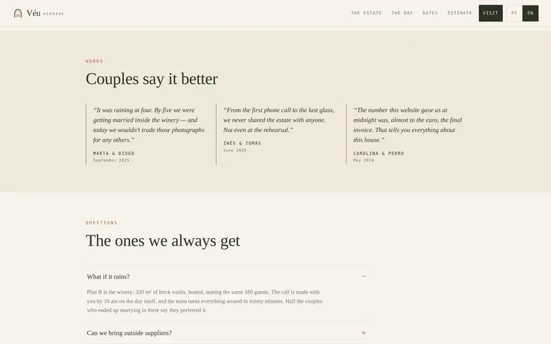 Words from couples who married at the estate.