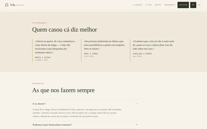 Palavras de quem já casou na quinta.