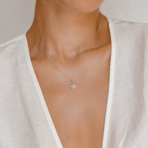 Gemstone Daisy Necklace Sterling Silver | Silver Pendant Necklace Flower Daisy Charm Sterling Silver Jewellery